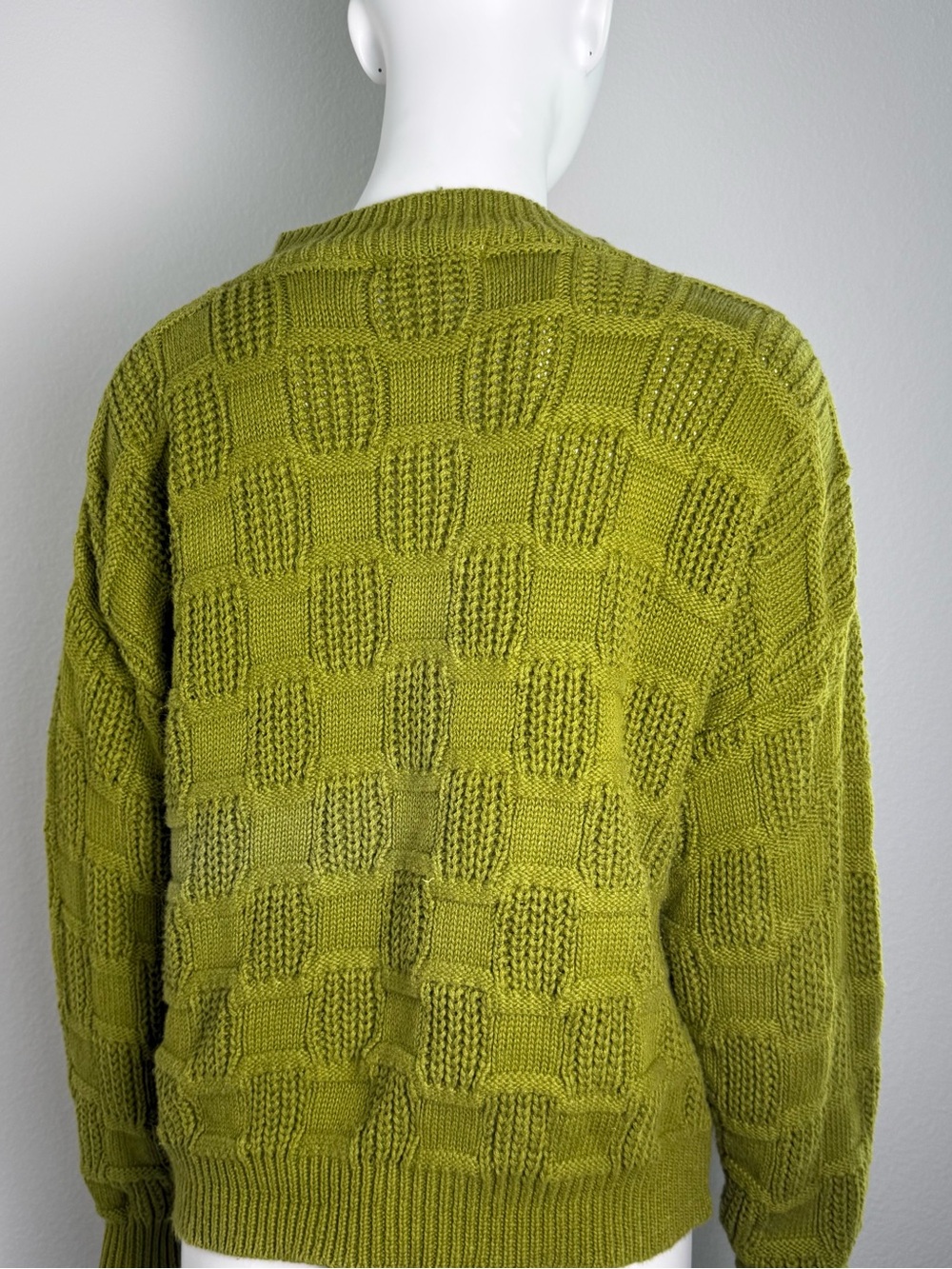 Express Olive Green Checkerboard Button-Up Cardigan - Picture 2 of 8